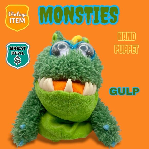 Manhattan Toy Green Googly Eye 9 Inch GULP Plush Hand Puppet with Plastic Teeth. - Picture 1 of 8